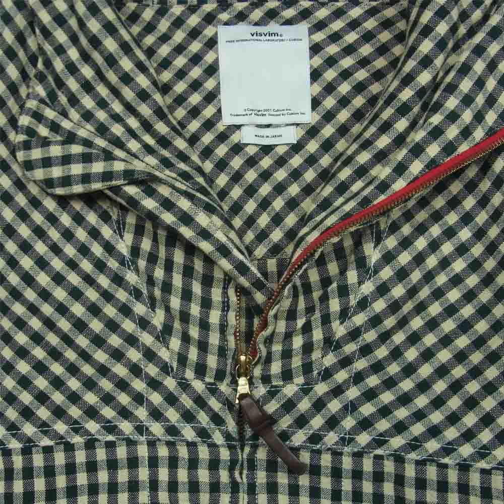 VISVIM ビズビム 12SS 0112105013029 CURSO PARKA リネン ヘンプ チェック フード パーカー ジャケット ベージュ系 ダークグリーン系 2【中古】