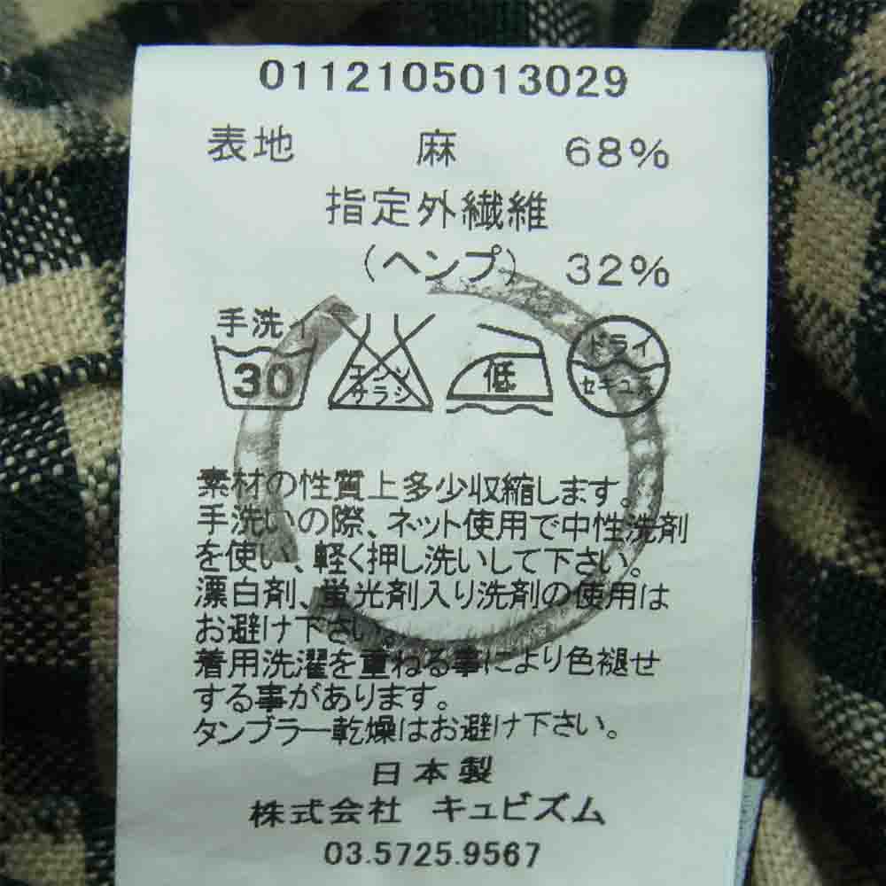 VISVIM ビズビム 12SS 0112105013029 CURSO PARKA リネン ヘンプ チェック フード パーカー ジャケット ベージュ系 ダークグリーン系 2【中古】