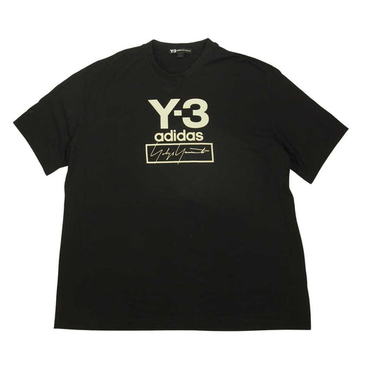 Yohji Yamamoto ヨウジヤマモト Y-3 ワイスリー FJ0409 Stacked Logo Short Sleeve Tee スタック ロゴプリント Tシャツ ブラック系 XL【中古】
