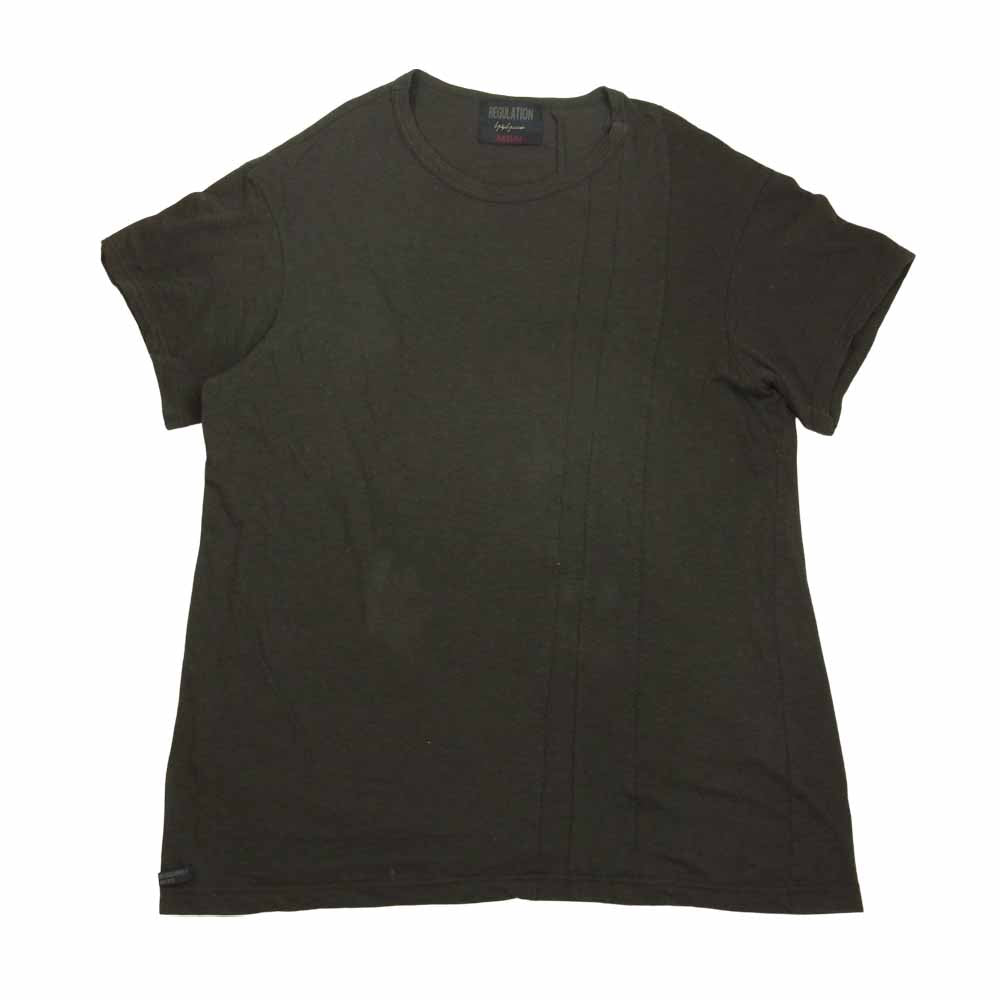 Yohji Yamamoto ヨウジヤマモト REGULATION MEN 21SS HG-T53-080 RAFCOT PLAIN STITCH VERTICAL COMBI SHORT SLEEVES 切替 カットソー グレー系 3【中古】