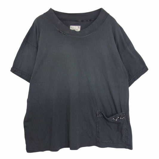 PORTER CLASSIC ポータークラシック HAND WORK HIGH NECK T-SHIRT ハンドワーク 刺し子 ハイネック Tシャツ グレー系 3【中古】
