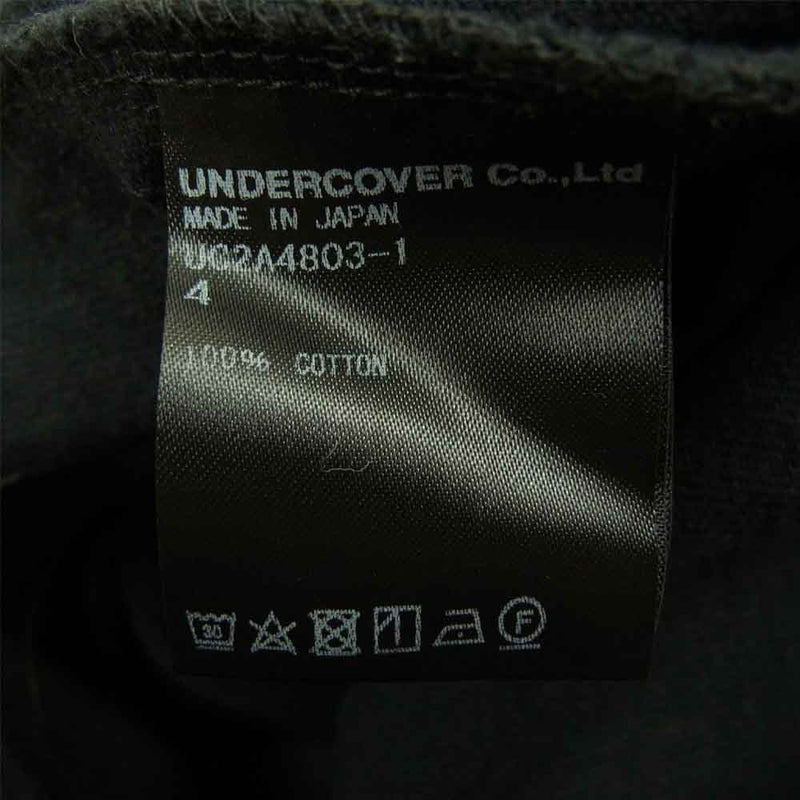 UNDERCOVER アンダーカバー 21AW UC2A4803-1 度詰アーミー BIG TEE 袖ジップ ビッグ Tシャツ ブラック系 4【中古】