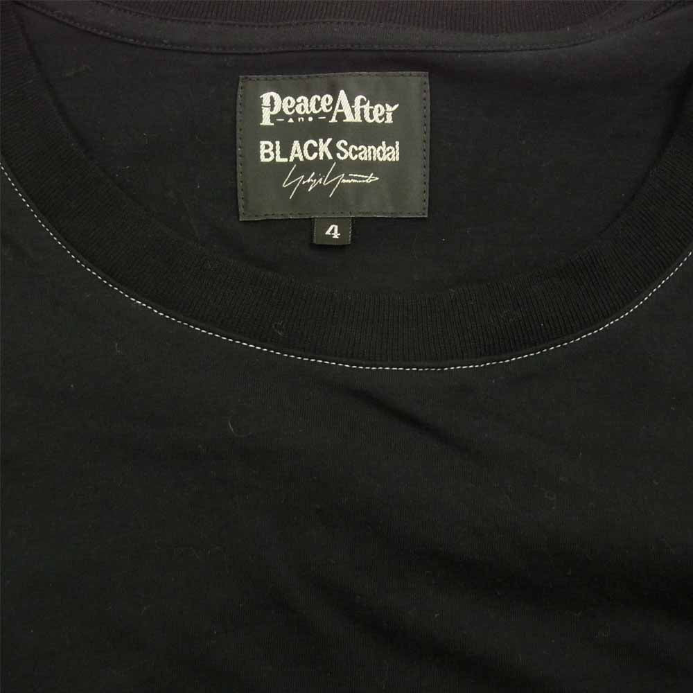 Yohji Yamamoto ヨウジヤマモト BLACK Scandal 21SS HG-T37-994 PEACE AND AFTER COLOR STITCH POCKET HALF SLEEVES TEE ポケット付 Tシャツ ブラック系 4【美品】【中古】