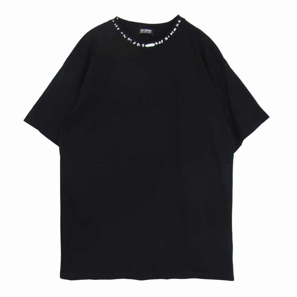 RAF SIMONS ラフシモンズ 20AW LIFE ON MARS BIG FIT T-SHIRT ネックプリント ビッグフィット Tシャツ ブラック系 L【美品】【中古】