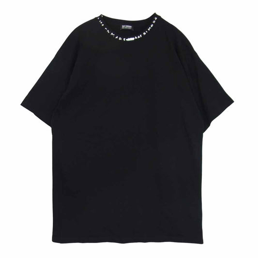RAF SIMONS ラフシモンズ 20AW LIFE ON MARS BIG FIT T-SHIRT ネックプリント ビッグフィット Tシャツ ブラック系 L【美品】【中古】