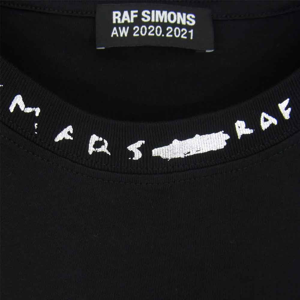 RAF SIMONS ラフシモンズ 20AW LIFE ON MARS BIG FIT T-SHIRT ネックプリント ビッグフィット Tシャツ ブラック系 L【美品】【中古】