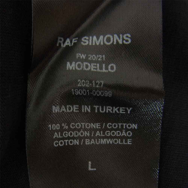 RAF SIMONS ラフシモンズ 20AW LIFE ON MARS BIG FIT T-SHIRT ネックプリント ビッグフィット Tシャツ ブラック系 L【美品】【中古】