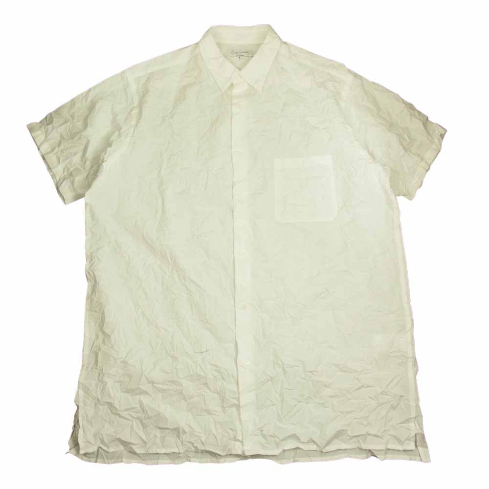 Yohji Yamamoto ヨウジヤマモト POUR HOMME プールオム 21SS HG-B07-002 WRINKLE PROCESSING BROAD BIG BASIC HALF SLEEVES BLOUSE シワ加工 半袖 シャツ ホワイト系 4【美品】【中古】