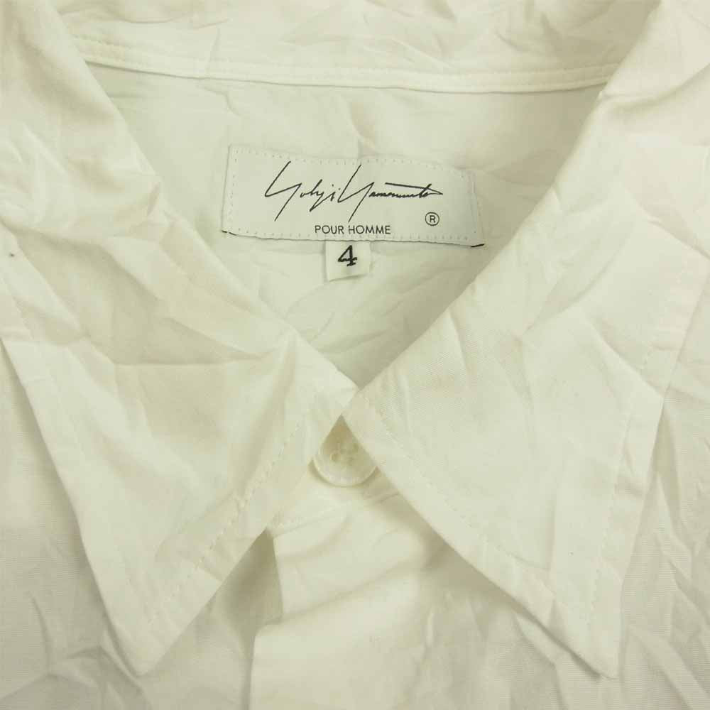 Yohji Yamamoto ヨウジヤマモト POUR HOMME プールオム 21SS HG-B07-002 WRINKLE PROCESSING BROAD BIG BASIC HALF SLEEVES BLOUSE シワ加工 半袖 シャツ ホワイト系 4【美品】【中古】