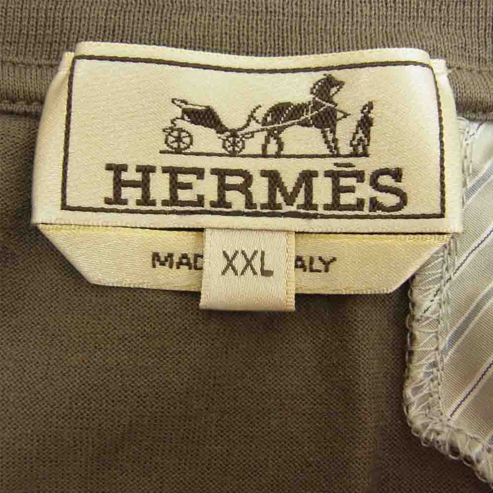 HERMES エルメス 国内正規品 ストライプ 切替 カットソー グレー系 XXL【中古】
