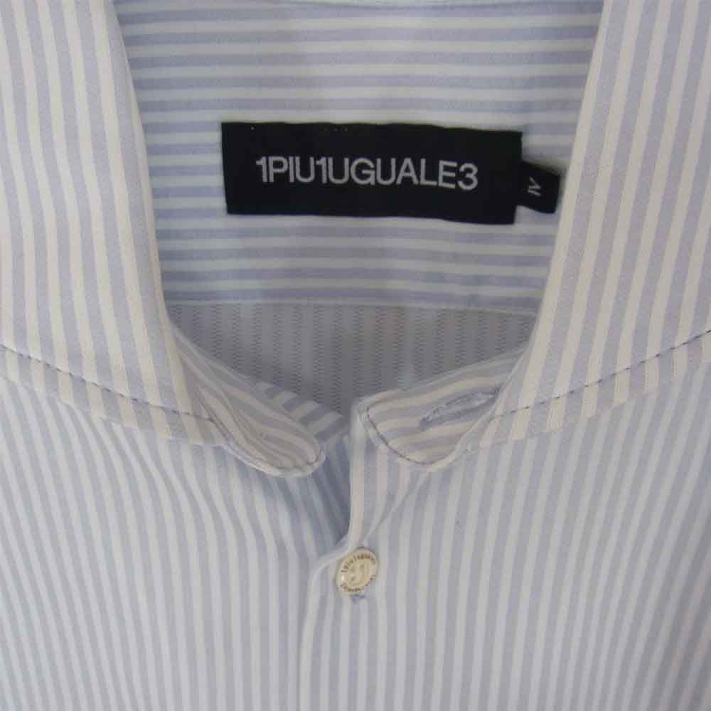 1piu1uguale3 ウノピュウノウグァーレトレ MRS125 STRIPE SHIRT ホリゾンタル カラー ストライプ カラーシャツ ライトブルー系 Ⅳ【美品】【中古】