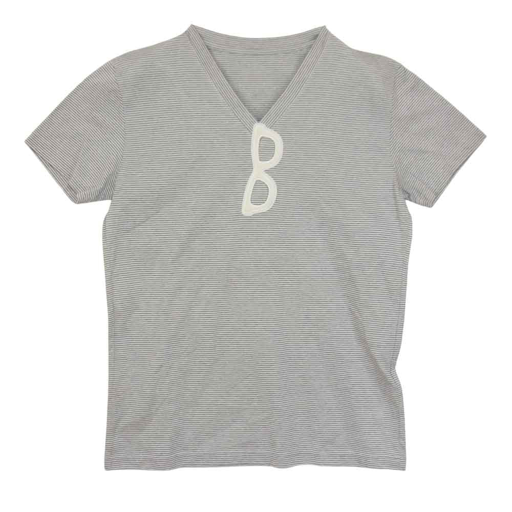 1piu1uguale3 ウノピュウノウグァーレトレ MRB230 glass V-neck 眼鏡モチーフ Vネック Tシャツ グレー系 V【美品】【中古】