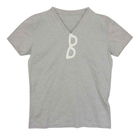 1piu1uguale3 ウノピュウノウグァーレトレ MRB230 glass V-neck 眼鏡モチーフ Vネック Tシャツ グレー系 V【美品】【中古】
