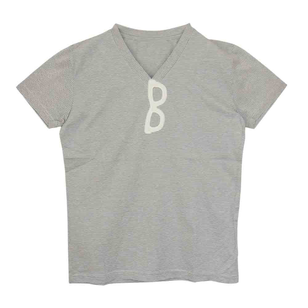 1piu1uguale3 ウノピュウノウグァーレトレ MRB230 glass V-neck 眼鏡モチーフ Vネック Tシャツ グレー系 V【美品】【中古】