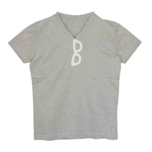 1piu1uguale3 ウノピュウノウグァーレトレ MRB230 glass V-neck 眼鏡モチーフ Vネック Tシャツ グレー系 V【美品】【中古】