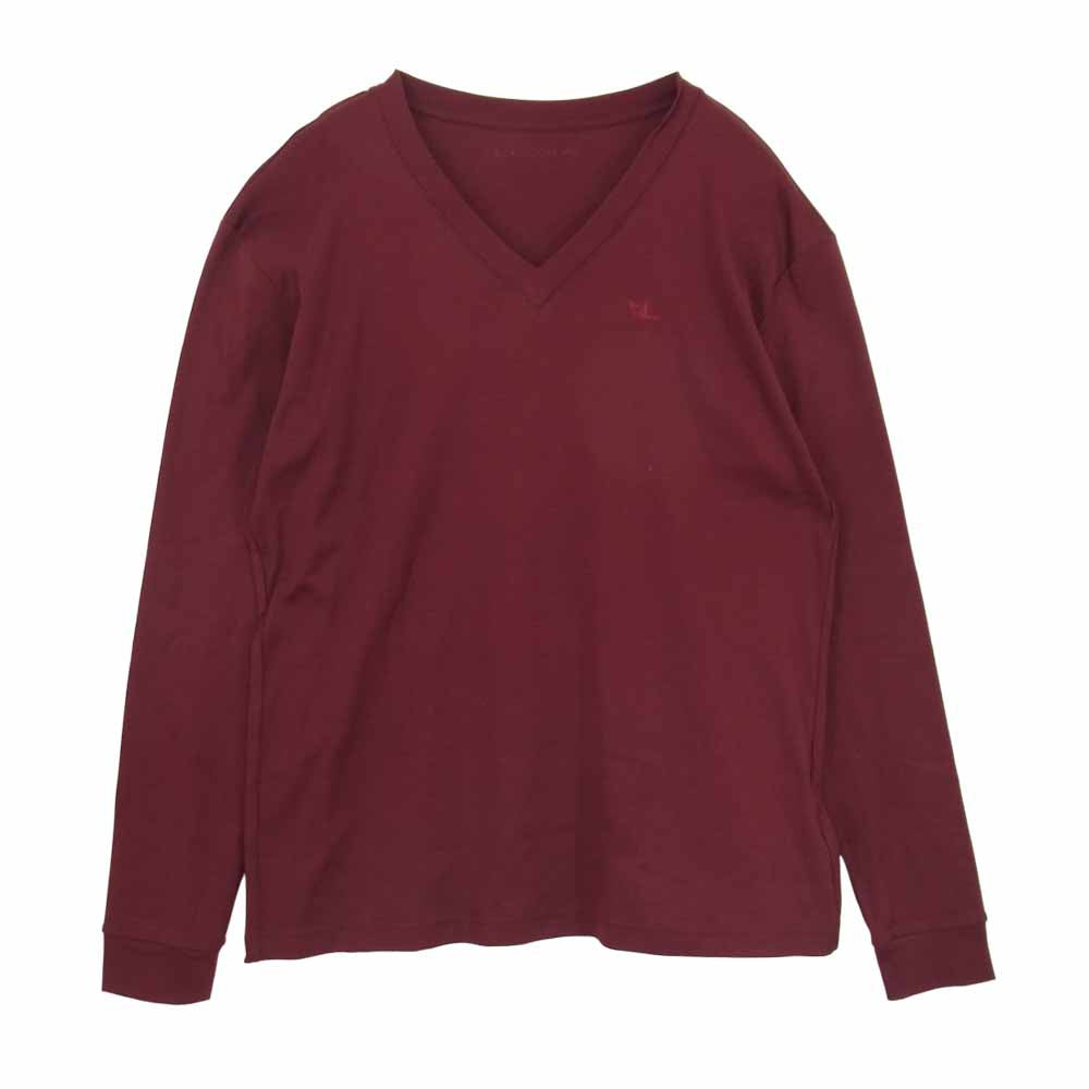 1piu1uguale3 ウノピュウノウグァーレトレ MRT174 DUAL WARM JERSEY L/S V-NECK デュアルウォームベア 天竺 Vネック 長袖 Tシャツ エンジ系 Ⅶ【美品】【中古】