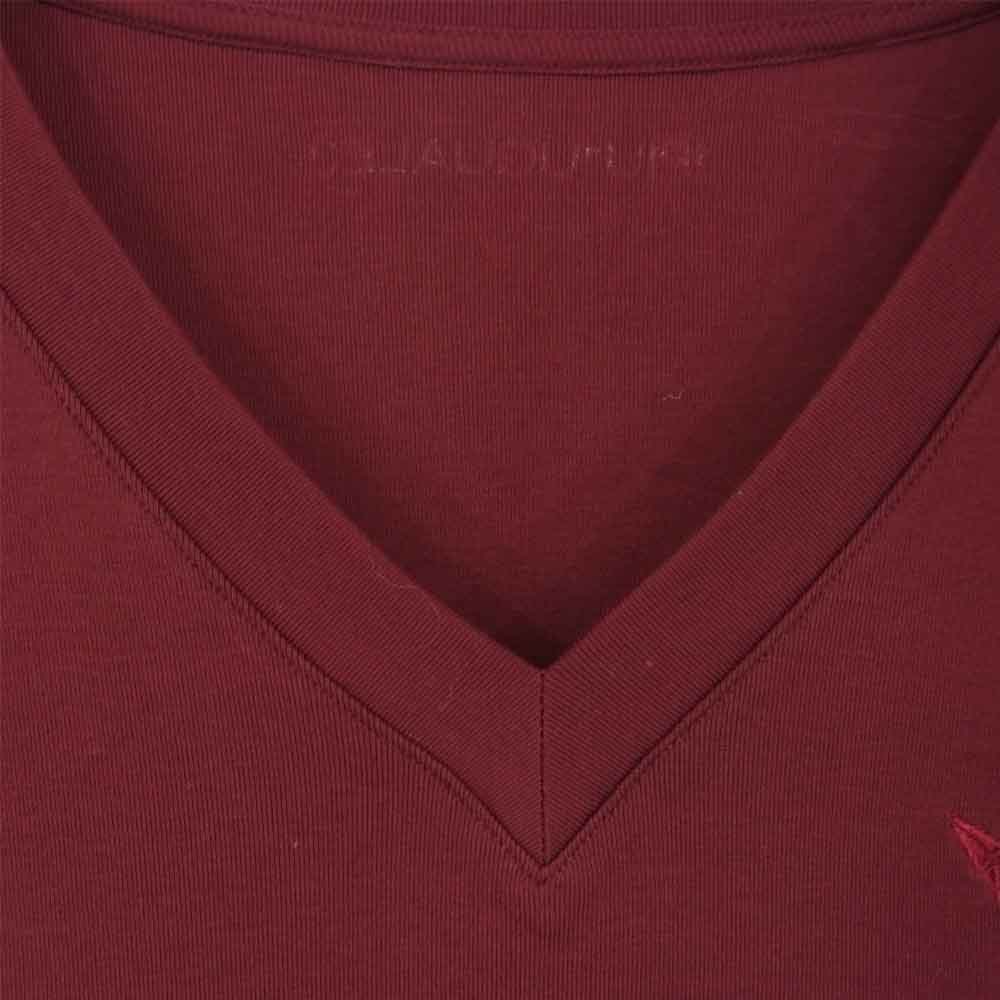 1piu1uguale3 ウノピュウノウグァーレトレ MRT174 DUAL WARM JERSEY L/S V-NECK デュアルウォームベア 天竺 Vネック 長袖 Tシャツ エンジ系 Ⅶ【美品】【中古】