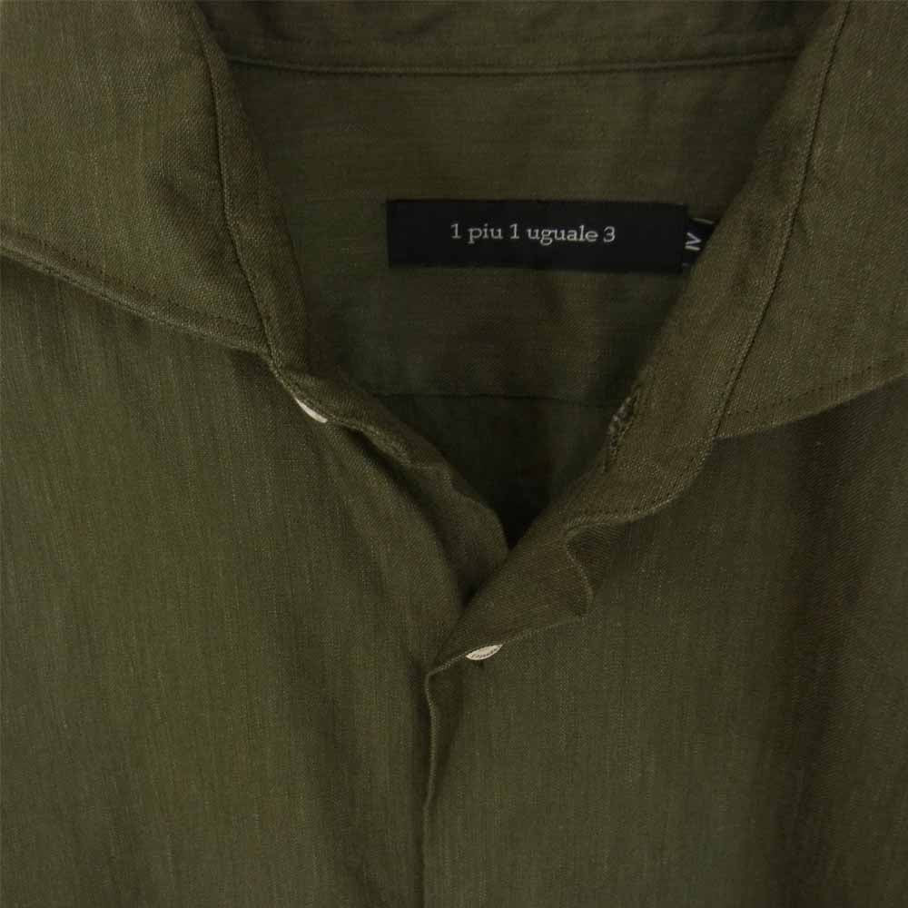 1piu1uguale3 ウノピュウノウグァーレトレ MRS136 PLAIN LINEN ホリゾンタルカラー リネン シャツ カーキ系 Ⅴ【美品】【中古】