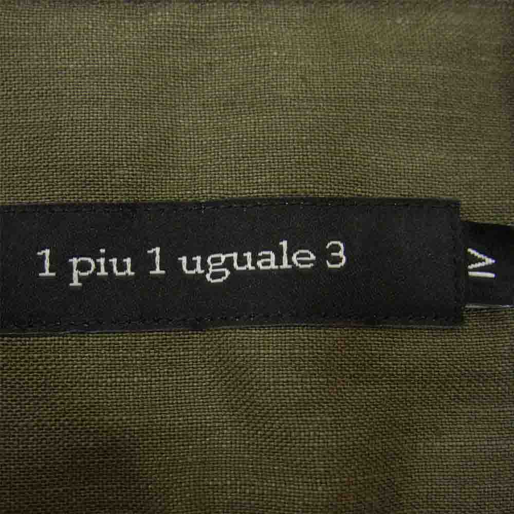 1piu1uguale3 ウノピュウノウグァーレトレ MRS136 PLAIN LINEN ホリゾンタルカラー リネン シャツ カーキ系 Ⅴ【美品】【中古】