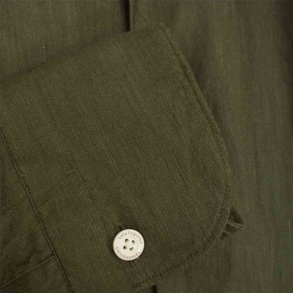 1piu1uguale3 ウノピュウノウグァーレトレ MRS136 PLAIN LINEN ホリゾンタルカラー リネン シャツ カーキ系 Ⅴ【美品】【中古】