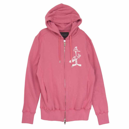 1piu1uguale3 ウノピュウノウグァーレトレ MRB371 COT264 CRANE RUNNER COLLECTION ZIP PARKA プリント ジップ パーカー ピンク系 V【美品】【中古】