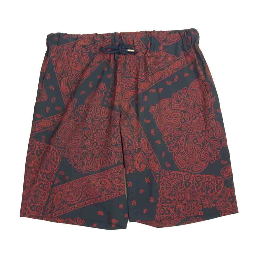 1piu1uguale3 ウノピュウノウグァーレトレ MRP317POE070 x LEON BANDANA SHORTS レオン バンダナ ショートパンツ レッド系 ネイビー系 5【美品】【中古】
