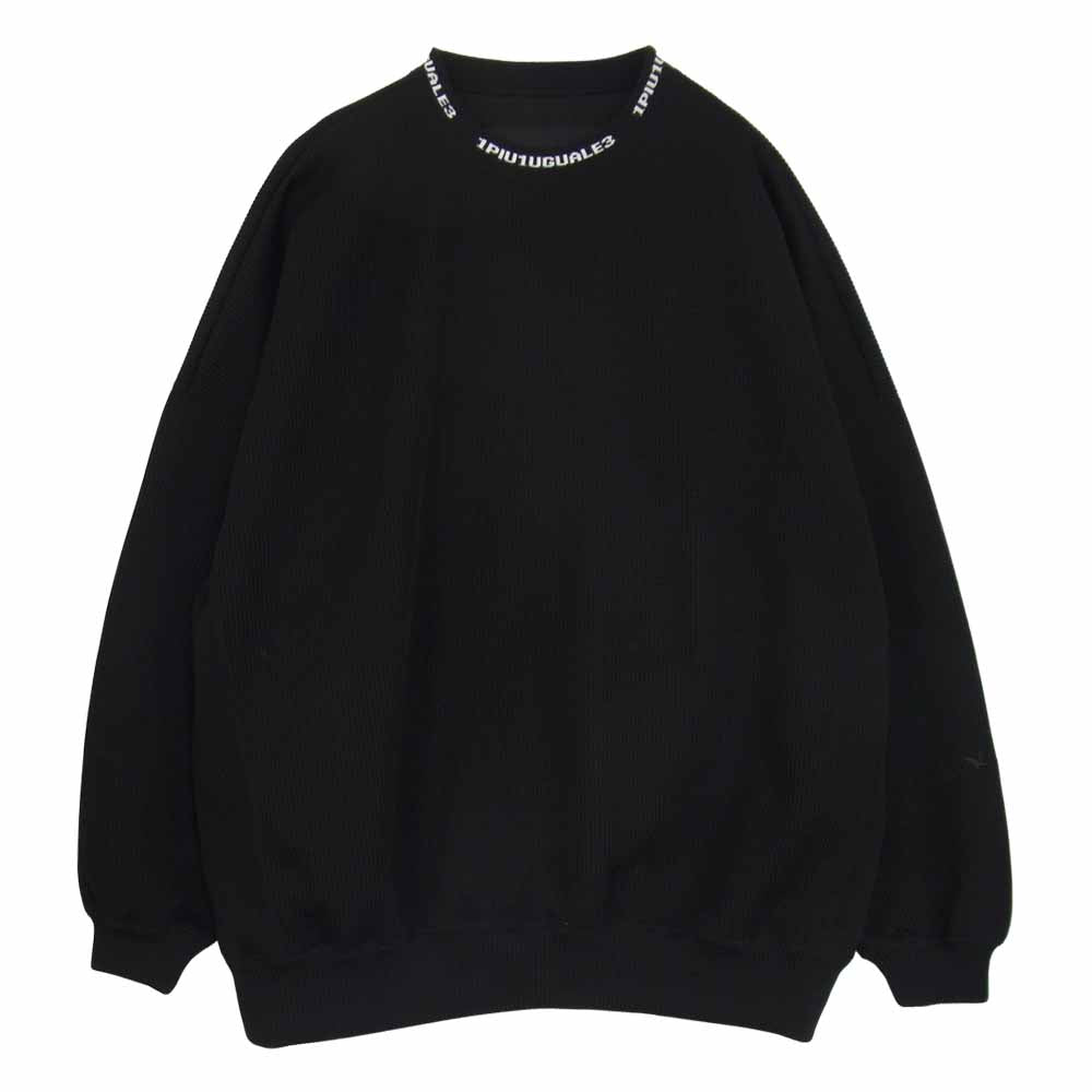 1piu1uguale3 ウノピュウノウグァーレトレ SK003 KT01 99 113 SPORT KNIT BIG CREW スポーツ ニット ビッグ クルー ブラック系 Ⅳ【美品】【中古】