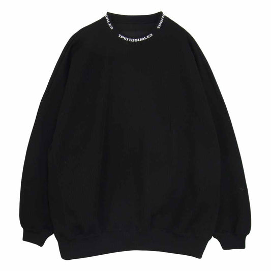 1piu1uguale3 ウノピュウノウグァーレトレ SK003 KT01 99 113 SPORT KNIT BIG CREW スポーツ ニット ビッグ クルー ブラック系 Ⅳ【美品】【中古】