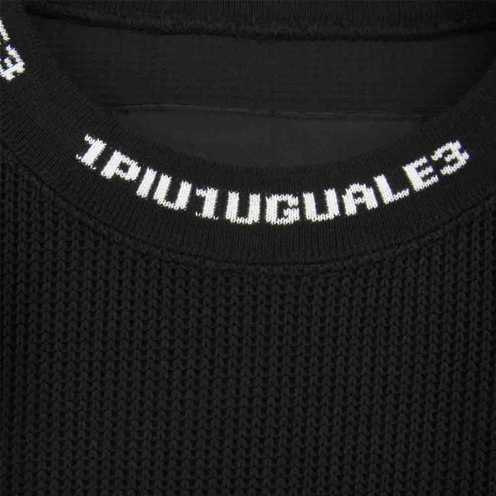 1piu1uguale3 ウノピュウノウグァーレトレ SK003 KT01 99 113 SPORT KNIT BIG CREW スポーツ ニット ビッグ クルー ブラック系 Ⅳ【美品】【中古】