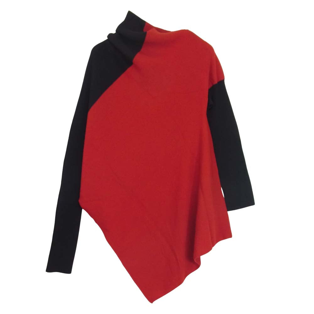 ISSEY MIYAKE イッセイミヤケ 132.5 IL01KN701 バイカラー 斜行 変形 リブ ニット レッド系 2【中古】
