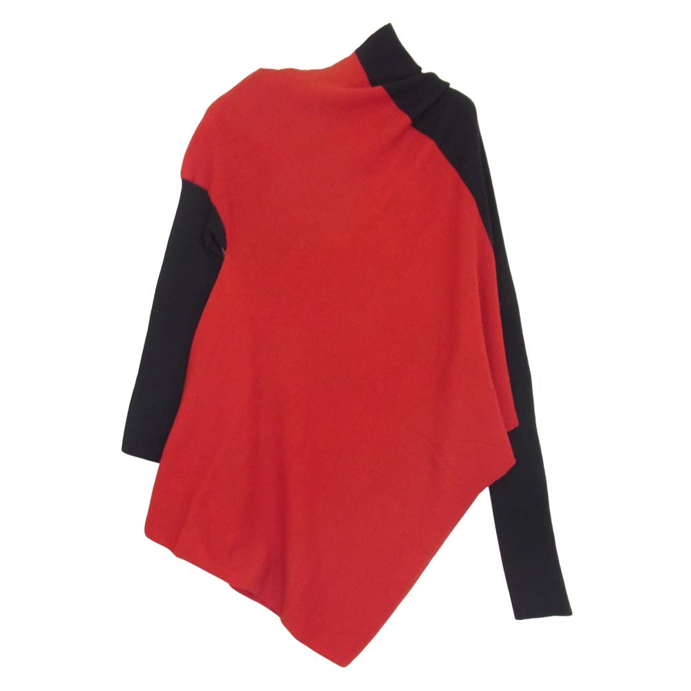 ISSEY MIYAKE イッセイミヤケ 132.5 IL01KN701 バイカラー 斜行 変形 リブ ニット レッド系 2【中古】