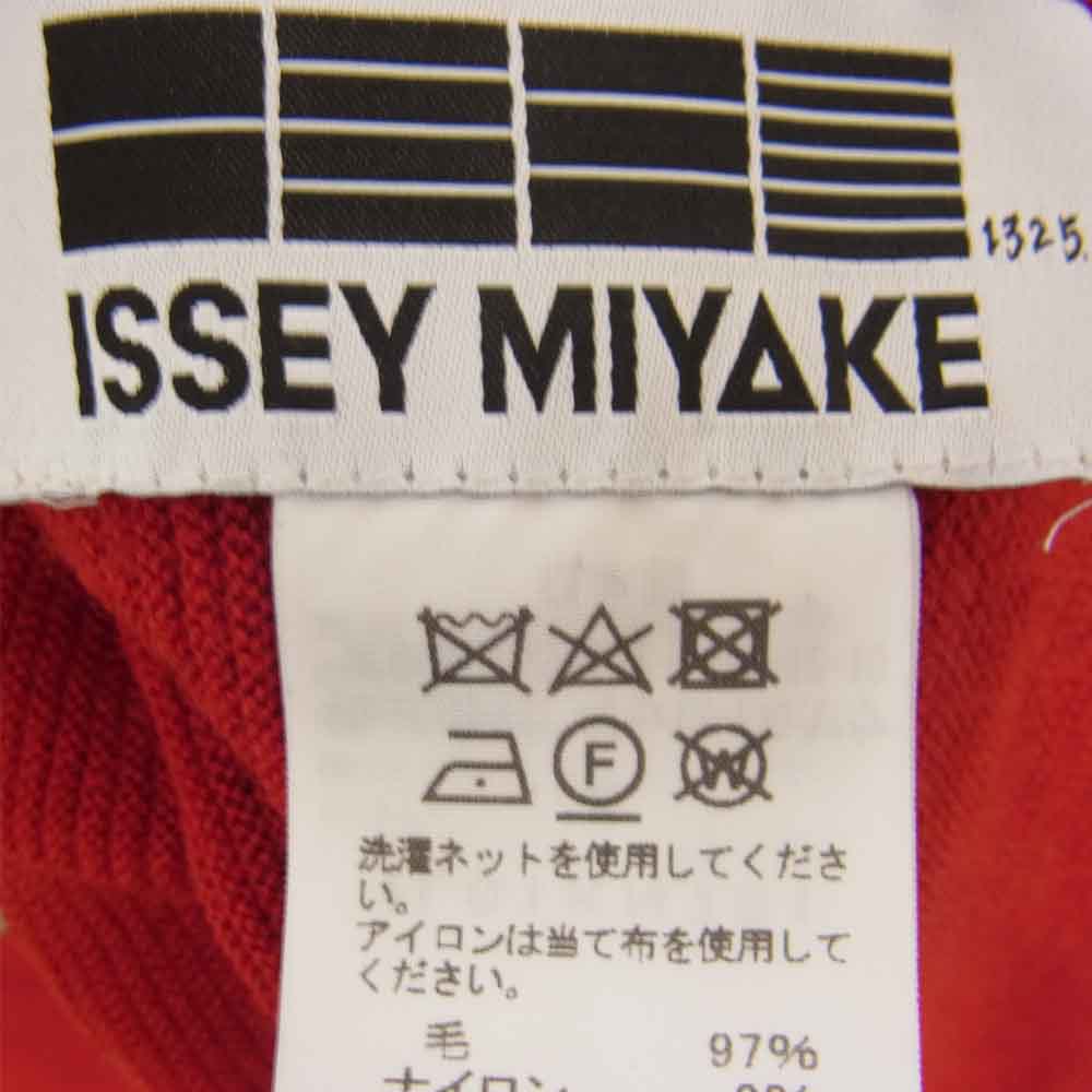 ISSEY MIYAKE イッセイミヤケ 132.5 IL01KN701 バイカラー 斜行 変形 リブ ニット レッド系 2【中古】