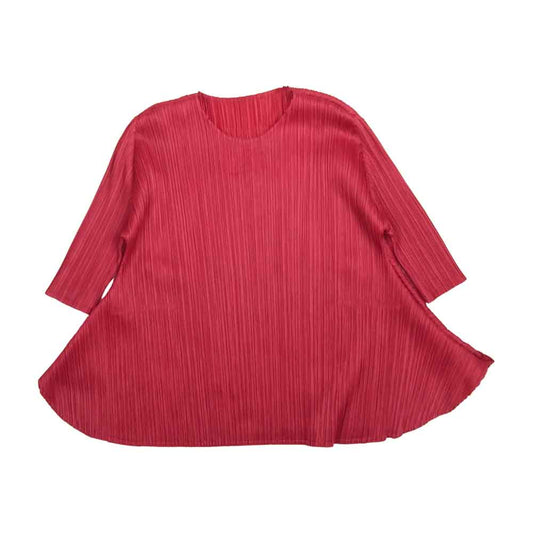 PLEATS PLEASE プリーツプリーズ イッセイミヤケ PP91-JK551 プリーツ加工 フレア 半袖 カットソー ピンク系 3【中古】