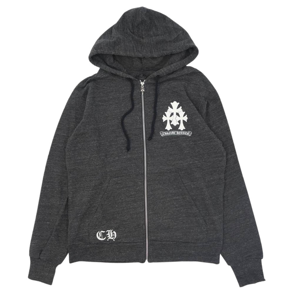 CHROME HEARTS クロムハーツ（原本無） 国内正規品 ダガージップ クロス プリント パーカー ダークグレー系 S【中古】