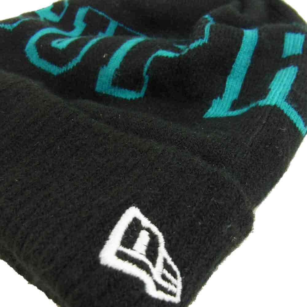 Supreme シュプリーム 15AW New Era Banner Beanie ニューエラ バナー ビーニー ニット帽 ボンボン ブラック×ブルー ブラック系【中古】