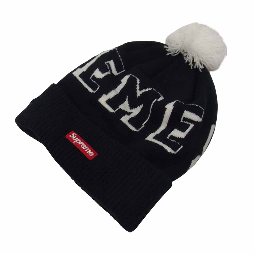 Supreme シュプリーム 15AW New Era Banner Beanie ニューエラ バナー ビーニー ニット帽 ボンボン ネイビー×ホワイト ネイビー系【中古】