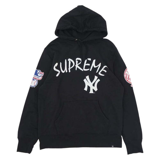 Supreme シュプリーム 15SS New York Yankees Hooded Sweatshirt ニューヨークヤンキース フーデッド スウェット シャツ プルオーバーパーカー ブラック系 M【中古】