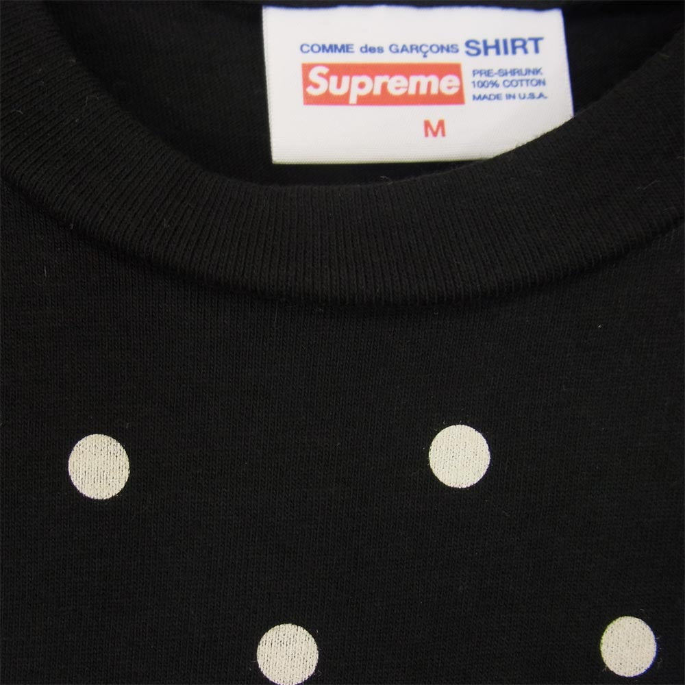 Supreme シュプリーム 12SS × COMME des GARCONS SHIRT Polka Dot Box Logo Tee コムデギャルソン シャツ ポルガ ドット ボックスロゴ 半袖 Tシャツ ブラック ブラック系 M【美品】【中古】