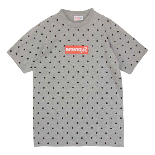Supreme シュプリーム 12SS × COMME des GARCONS SHIRT Polka Dot Box Logo Tee コムデギャルソン シャツ ポルガ ドット ボックスロゴ 半袖 Tシャツ ホワイト グレー系 M【美品】【中古】