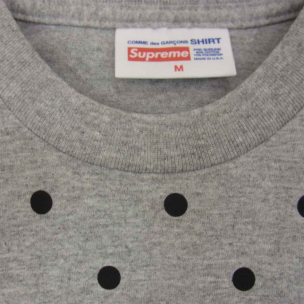 Supreme シュプリーム 12SS × COMME des GARCONS SHIRT Polka Dot Box Logo Tee コムデギャルソン シャツ ポルガ ドット ボックスロゴ 半袖 Tシャツ ホワイト グレー系 M【美品】【中古】