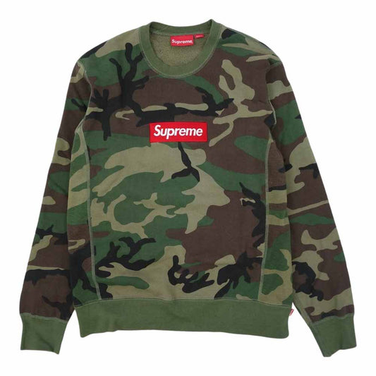 Supreme シュプリーム 15AW Box Logo Crewneck Woodland Camo ボックスロゴ クルーネック スウェット トレーナー グリーン系 M【中古】