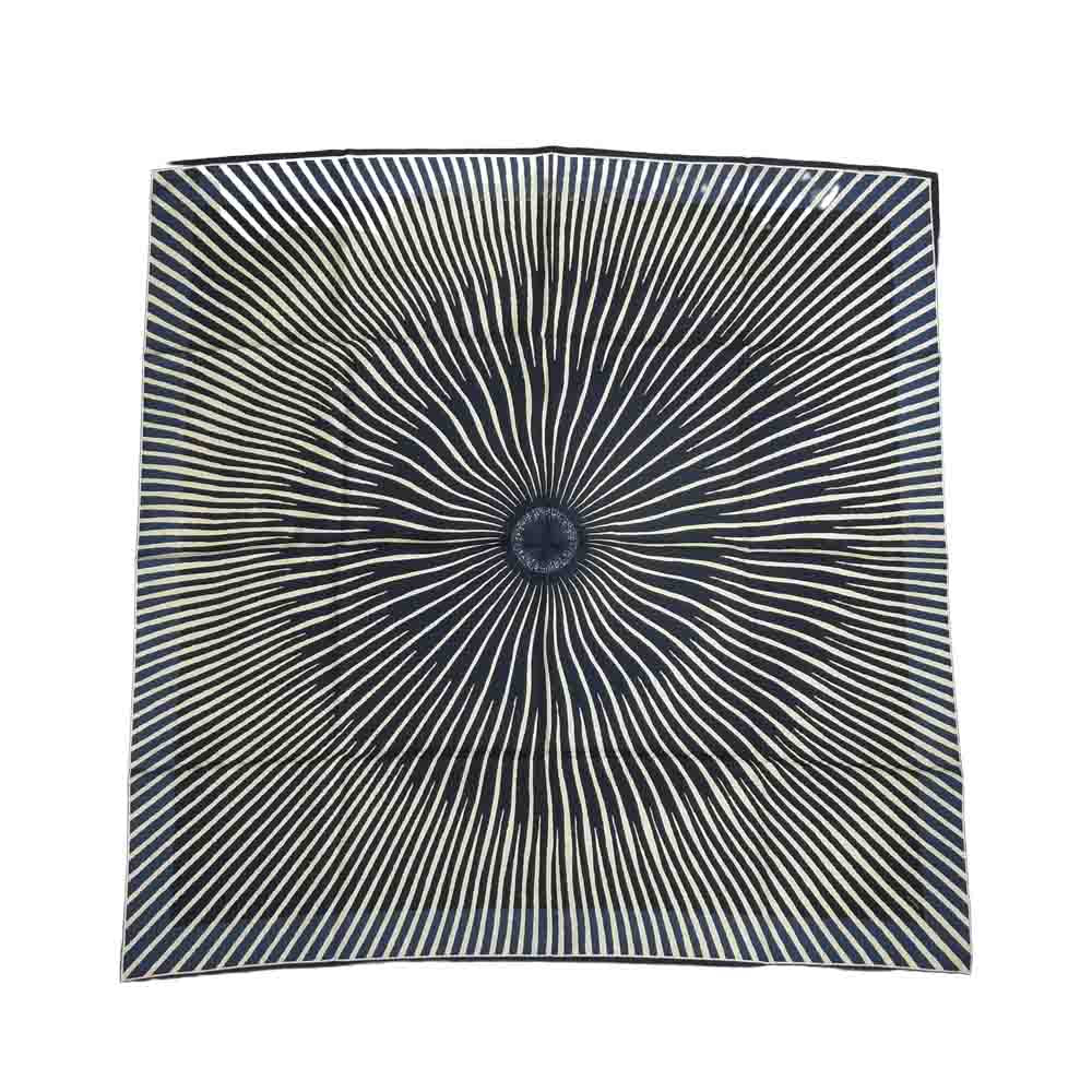 HERMES エルメス カレ 90 太陽 シルク ショール スカーフ ネイビー系【美品】【中古】