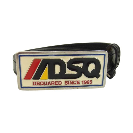 DSQUARED2 ディースクエアード DSQ ロゴ バックル レザー ベルト ブラック系【中古】