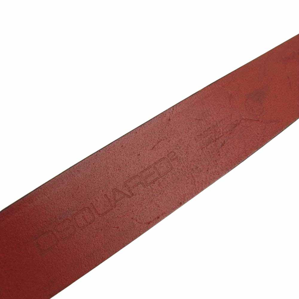 DSQUARED2 ディースクエアード ロゴ バックル レザー ベルト レッド系 L【中古】