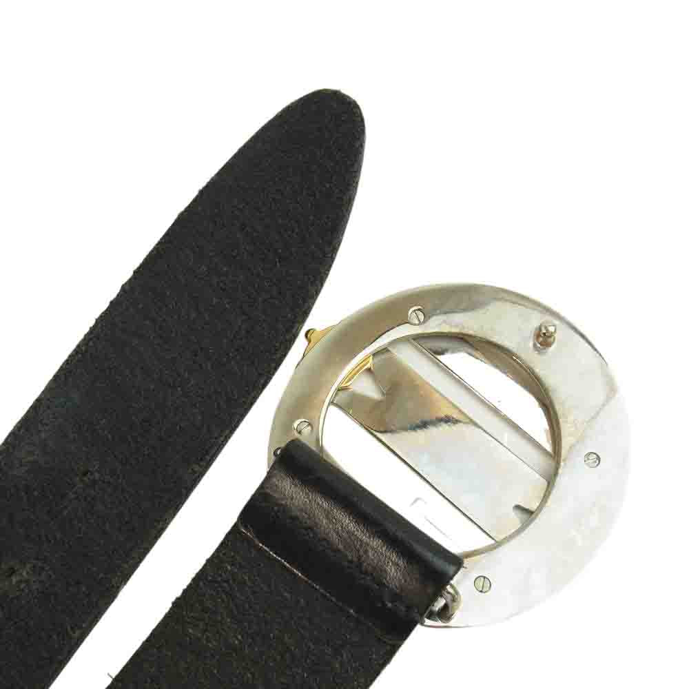 DOLCE&GABBANA ドルチェアンドガッバーナ クラウン DG ロゴ バックル レザー ベルト ブラック系 34【中古】