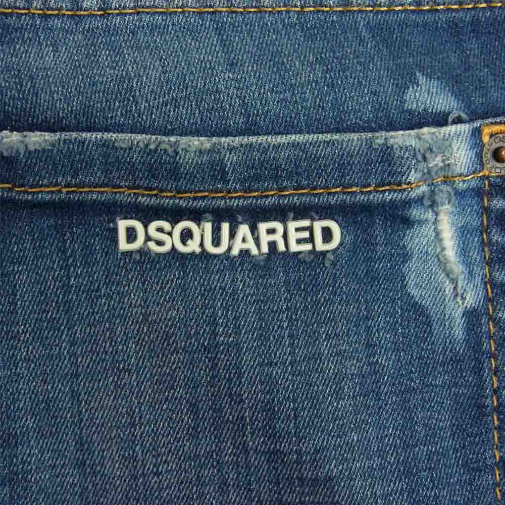 DSQUARED2 ディースクエアード S71LA0626 クラッシュ ペイント 加工 ジップフライ ストレッチ スリム デニム パンツ インディゴブルー系 44【中古】