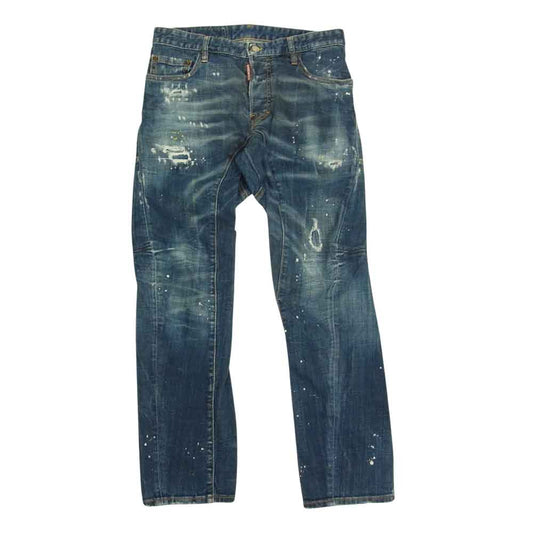 DSQUARED2 ディースクエアード S71LB0625 ダメージ リペア スケーター クラッシュ ボタンフライ デニム パンツ ジーンズ インディゴブルー系 44【中古】