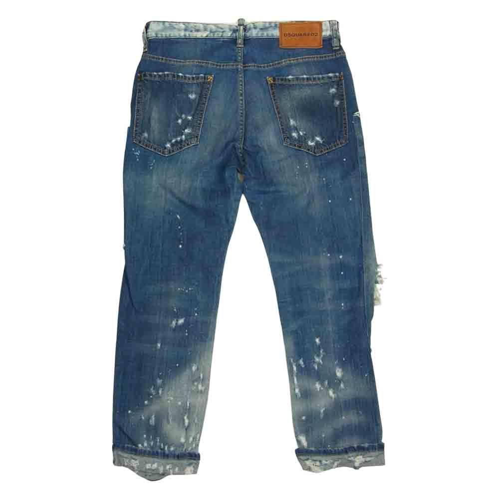 DSQUARED2 ディースクエアード S71LB0267 GLAM HEAD JEAN デストロイ加工 パッチワーク クラッシュ ストレッチ デニム パンツ インディゴブルー系 46【中古】