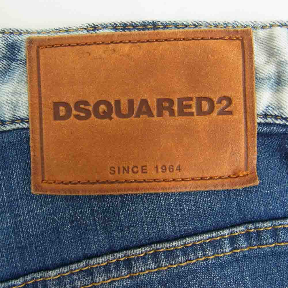 DSQUARED2 ディースクエアード S71LB0267 GLAM HEAD JEAN デストロイ加工 パッチワーク クラッシュ ストレッチ デニム パンツ インディゴブルー系 46【中古】