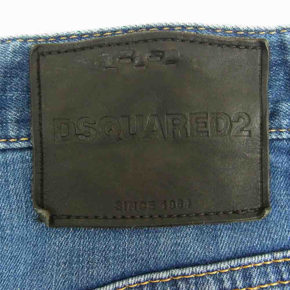 DSQUARED2 ディースクエアード S71LB0193 sexy twist jean クラッシュ ダメージ リペア ペイント セクシー ツイスト デニム パンツ インディゴブルー系 46【美品】【中古】